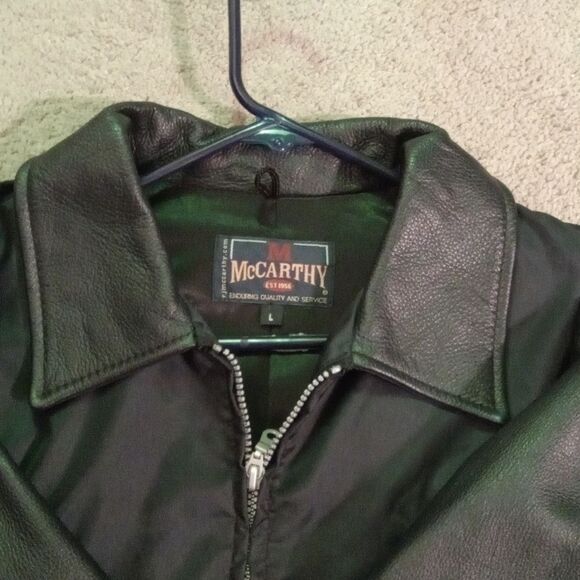 McCarthy St Michael's Leather Jacket L Black Logo - Picture 5 of 12